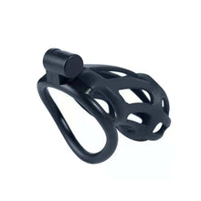 Load image into Gallery viewer, Stripe Mamba Chastity Cage with 4 Arc Rings detail view
