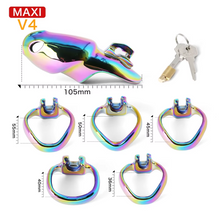 Load image into Gallery viewer, V4 Rainbow Steel Chastity Cage - Maxi
