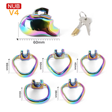 Load image into Gallery viewer, V4 Rainbow Steel Chastity Cage - nub v4 
