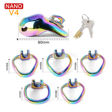 Load image into Gallery viewer, V4 Rainbow Steel Chastity Cage - nano size
