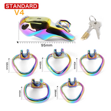 Load image into Gallery viewer, V4 Rainbow Steel Chastity Cage - standard size
