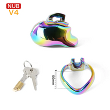 Load image into Gallery viewer, V4 Rainbow Steel Chastity Cage -nub 50mm
