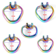 Load image into Gallery viewer, V4 Rainbow Steel Chastity Cage - ring size
