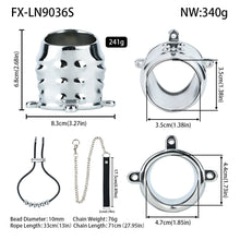 Load image into Gallery viewer, Ventilated Weighted Stainless Steel Chastity Cage with Chain – size S beaded rope measurements
