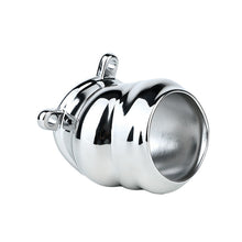 Load image into Gallery viewer, Weighted Stainless Steel Chastity Cage with Chain – metal cage side view
