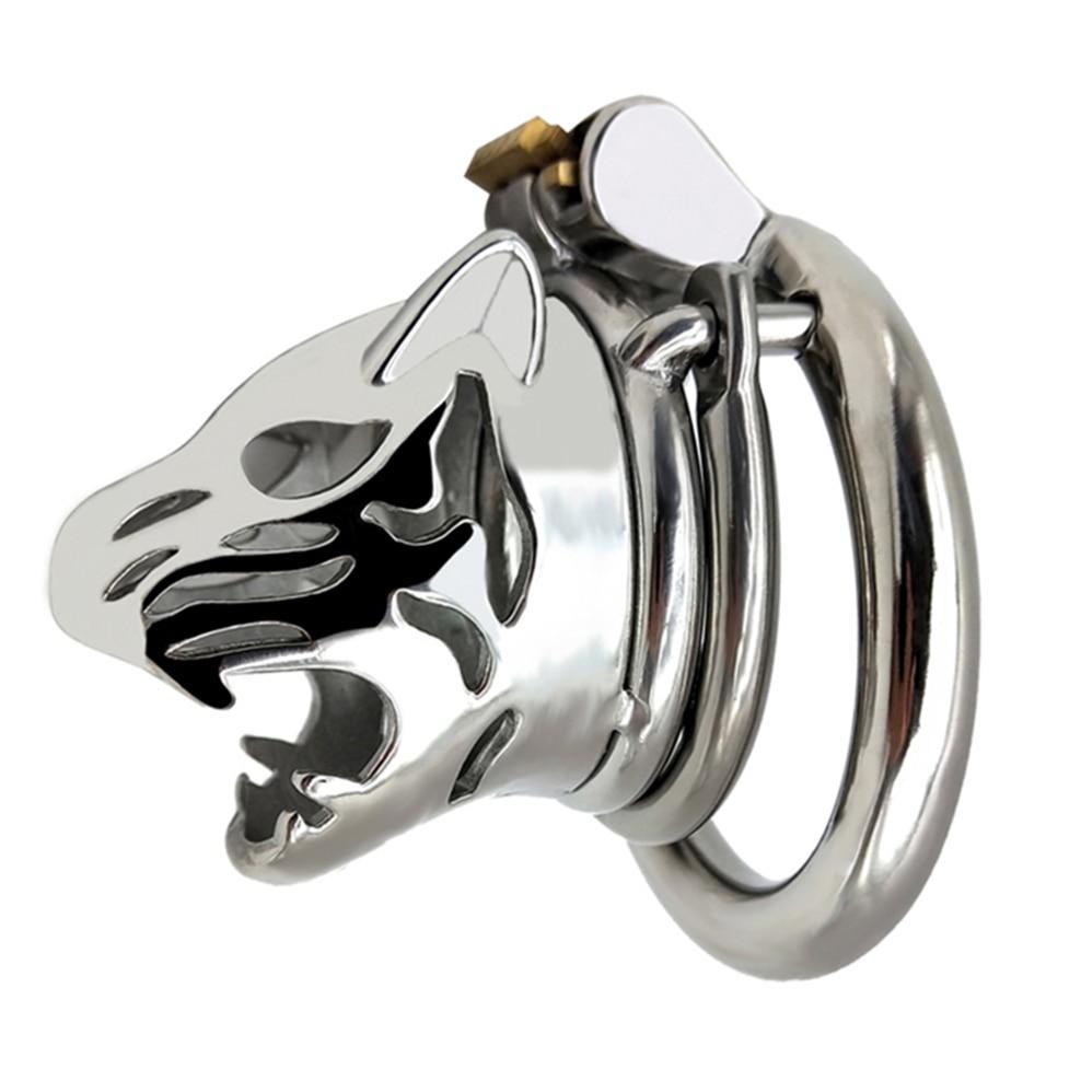 Metal Chastity Cage Tiger Head