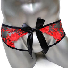 Load image into Gallery viewer, Crotchless Embroidered Panties w/ Bow
