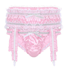 Load image into Gallery viewer, Shiny Satin Ruffled Frilly Low Rise Stretchy Briefs
