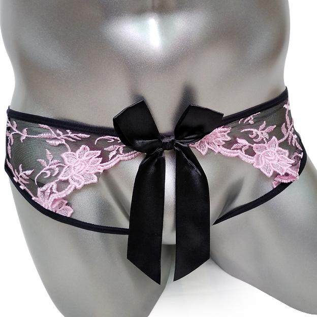 Crotchless Embroidered Panties w/ Bow