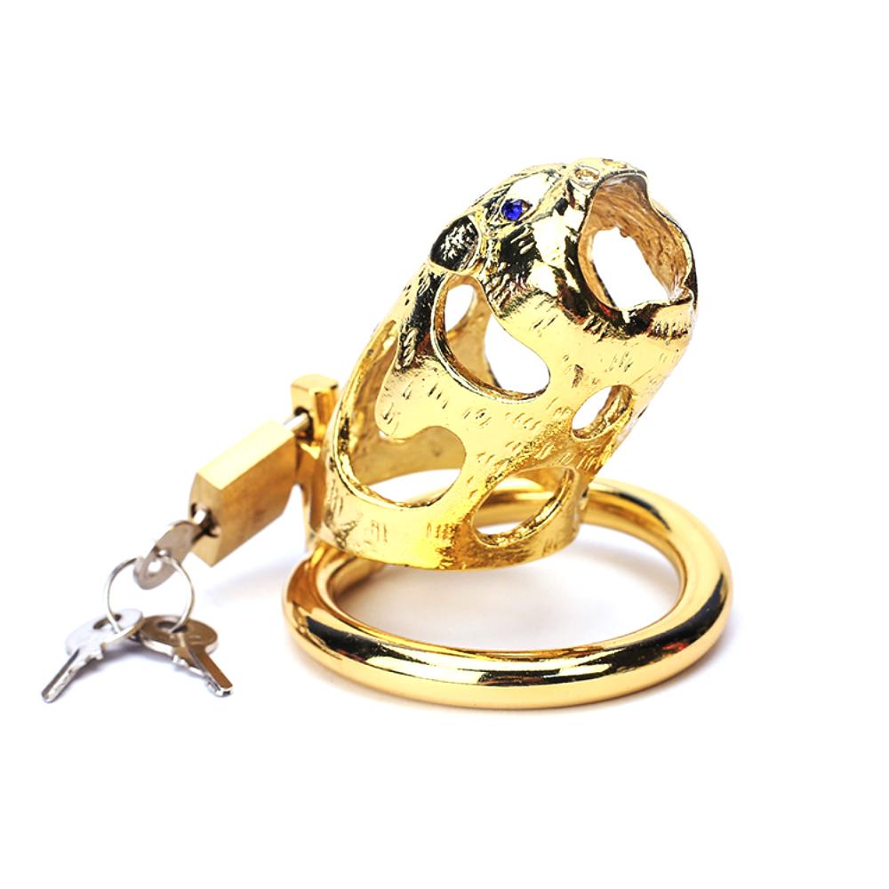 The Ox Gold Metal Chastity Cage 3.15 Inches Long