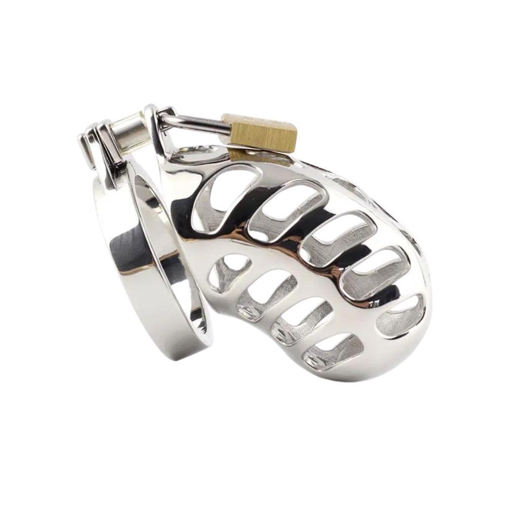 Stainless Steel Rattlesnake Metal Chastity Device 2.36 inches long