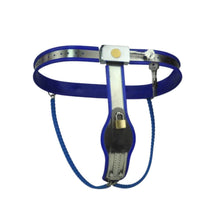 Load image into Gallery viewer, Blue Female Stainless Steel Y-Shaped Chastity Belt
