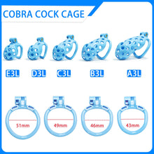 Load image into Gallery viewer, Blue Hole Cobra Chastity Cage Kit 1.77 To 4.13 Inches Long
