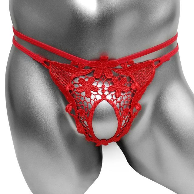 Mens Underwear Men Sexy Penis Hole Cockring Briefs Open Crotch
