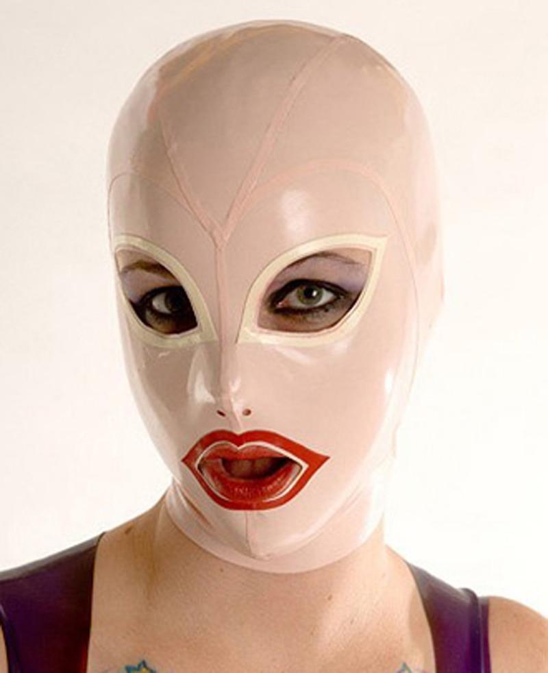 Mysterious Female Latex Mask Helmet