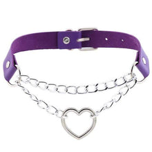 Load image into Gallery viewer, Heart in Chains Leather Choker
