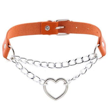 Load image into Gallery viewer, Heart in Chains Leather Choker
