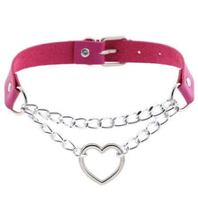 Load image into Gallery viewer, Heart in Chains Leather Choker
