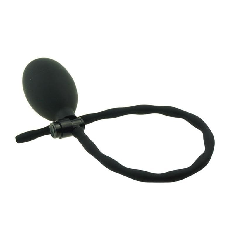 Inflatable Beaded Black Silicone Urethral Sound