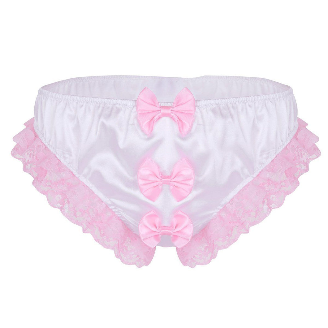 Shiny Ruffles Floral Lace with Bowknots Briefs
