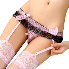 Load image into Gallery viewer, Crotchless Lace Garter Belt w/ Bowknots
