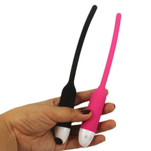 Load image into Gallery viewer, 7-Speed Black Vibrating Silicone Penis Plug
