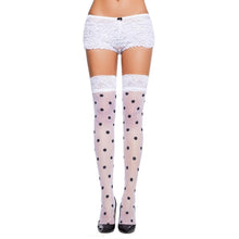 Load image into Gallery viewer, Dot Sheer Thigh High Stockings-White
