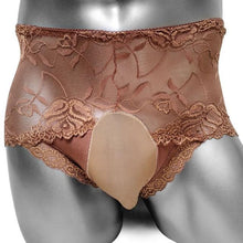 Load image into Gallery viewer, Sissy Lace Boxers With Bulge Pouch
