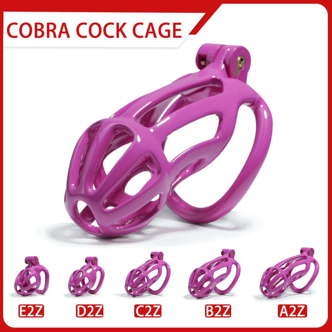 Purple Stripe Cobra Chastity Cage Kit 1.77 To 4.13 Inches Long