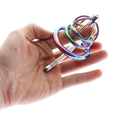 Load image into Gallery viewer, Rainbow Cock Cage With Urethral Catheter
