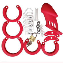 Load image into Gallery viewer, Silicone Chastity Cage Red BDSM 3.15 inches and 3.75 inches long
