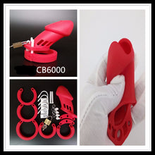 Load image into Gallery viewer, Silicone Chastity Cage Red BDSM 3.15 inches and 3.75 inches long
