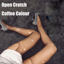 Load image into Gallery viewer, Sissy Stripper Open Crotch Rhinestone Pantyhose
