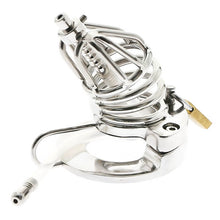 Load image into Gallery viewer, Stainless Steel Chastity Cage Ball Stretcher with Urethral Catheter Cock Cage
