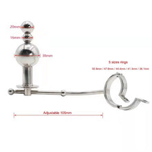 Load image into Gallery viewer, Cock Cage with a Butt Plug attachment and Urethral Sound 1.77 inches Long
