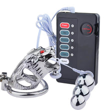 Load image into Gallery viewer, Tiger Cage Electronic Stimulation Male Chastity Device

